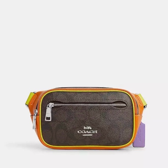 Coach Mini Belt Bag In Colorblock Signature Canvas - Picture 1 of 5